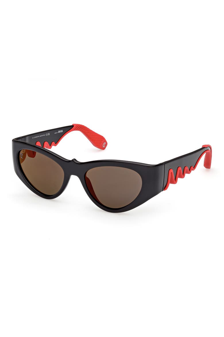54mm Loubishark Cat Eye Sunglasses, Alternate, color, BLACK FRAME WITH ZEISS LENS IN SMOKE GREY WITH RED FLASH