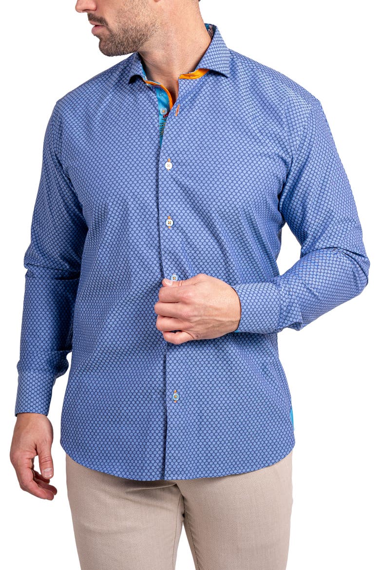 Einstein Ascension Contemporary Fit Button-Up Shirt, Alternate, color, BLUE