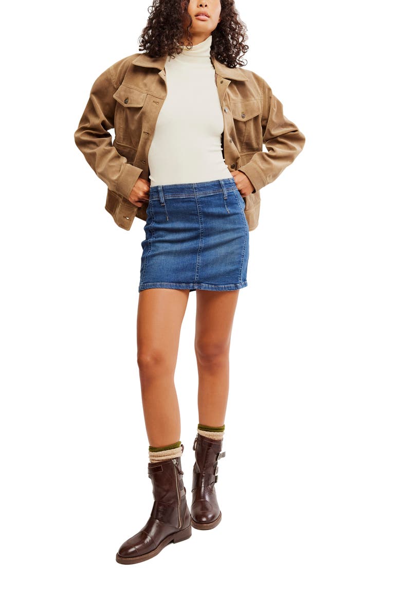 Free People Daylight Denim Miniskirt, Alternate, color, Helix