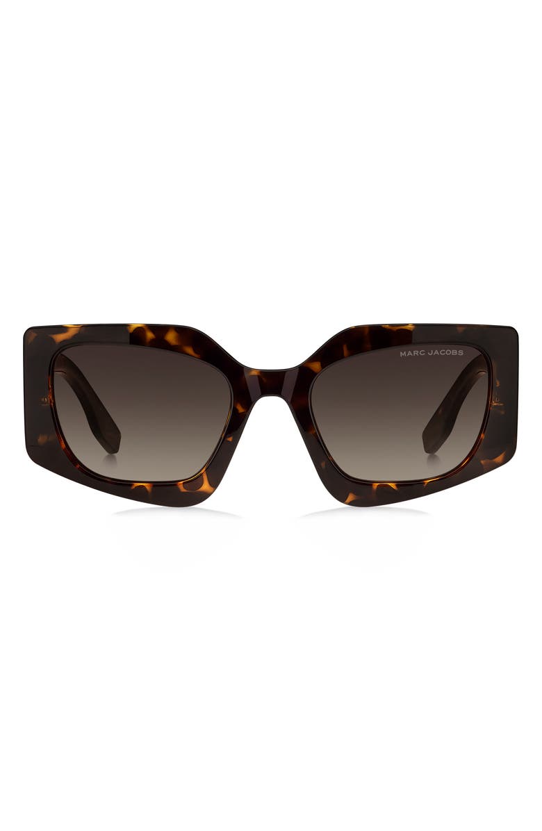 Marc Jacobs 53mm Gradient Rectangular Sunglasses, Main, color, Havana/ Brown Sf