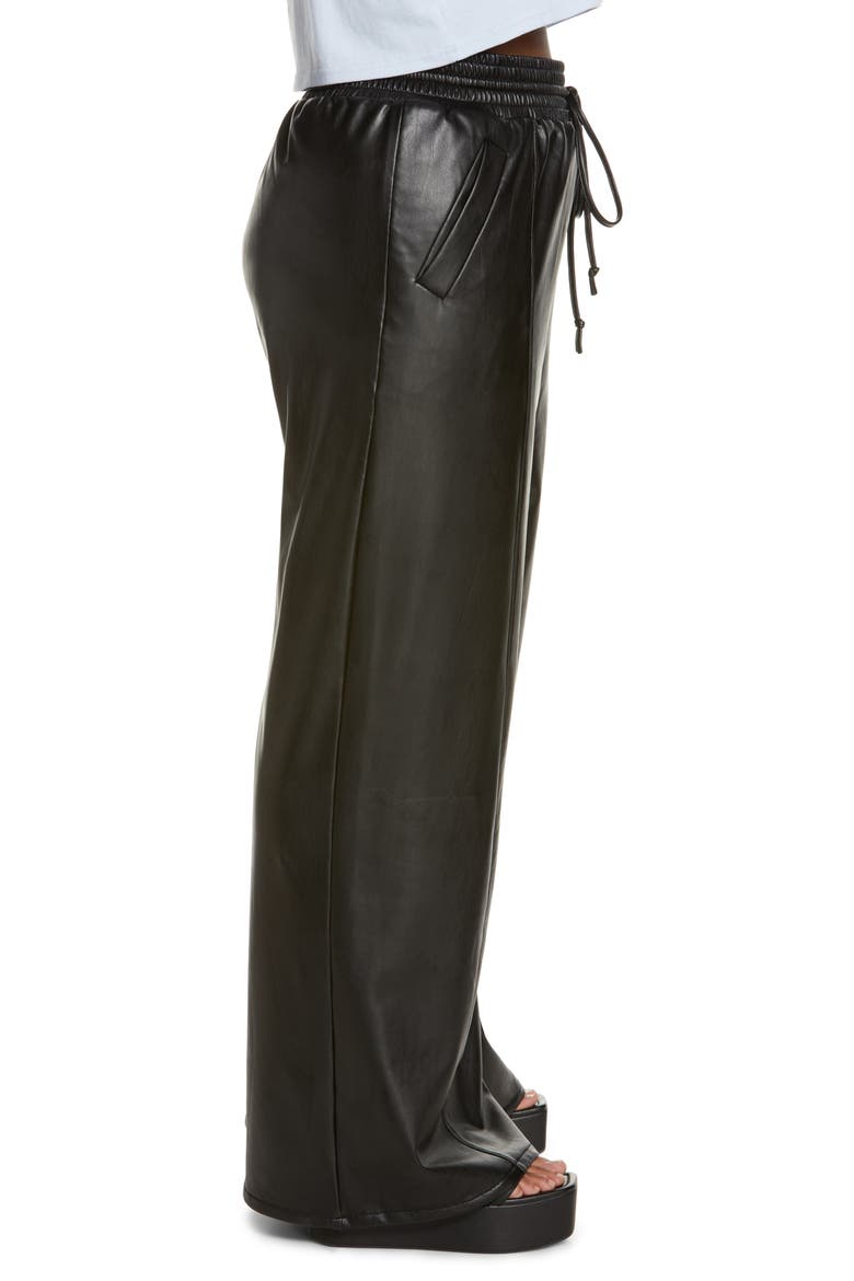 Faux Leather Wide Leg Pants, Alternate, color, BLACK