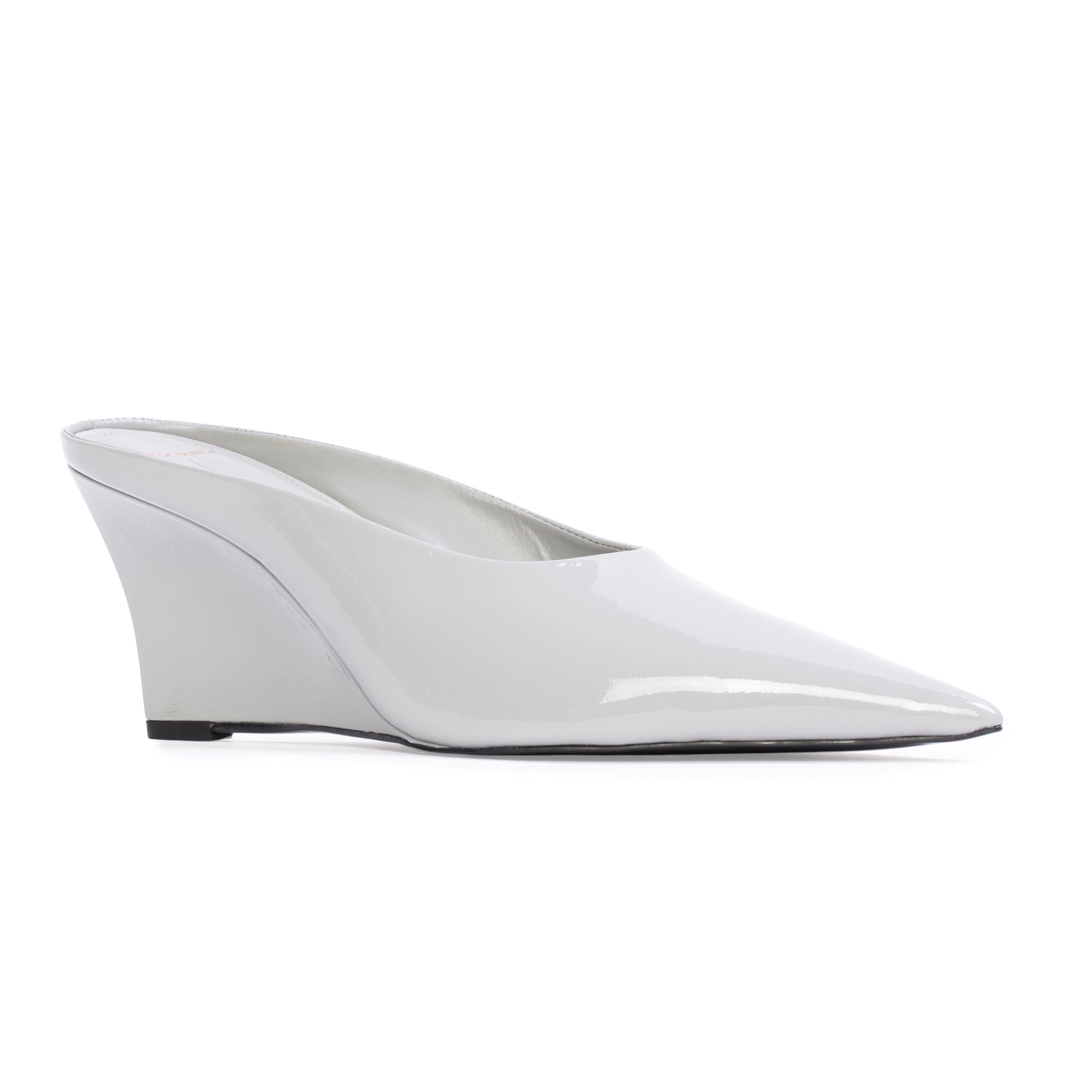 BLACK SUEDE STUDIO Aysha 70 Wedge, Alternate, color, Grey Patent Leather