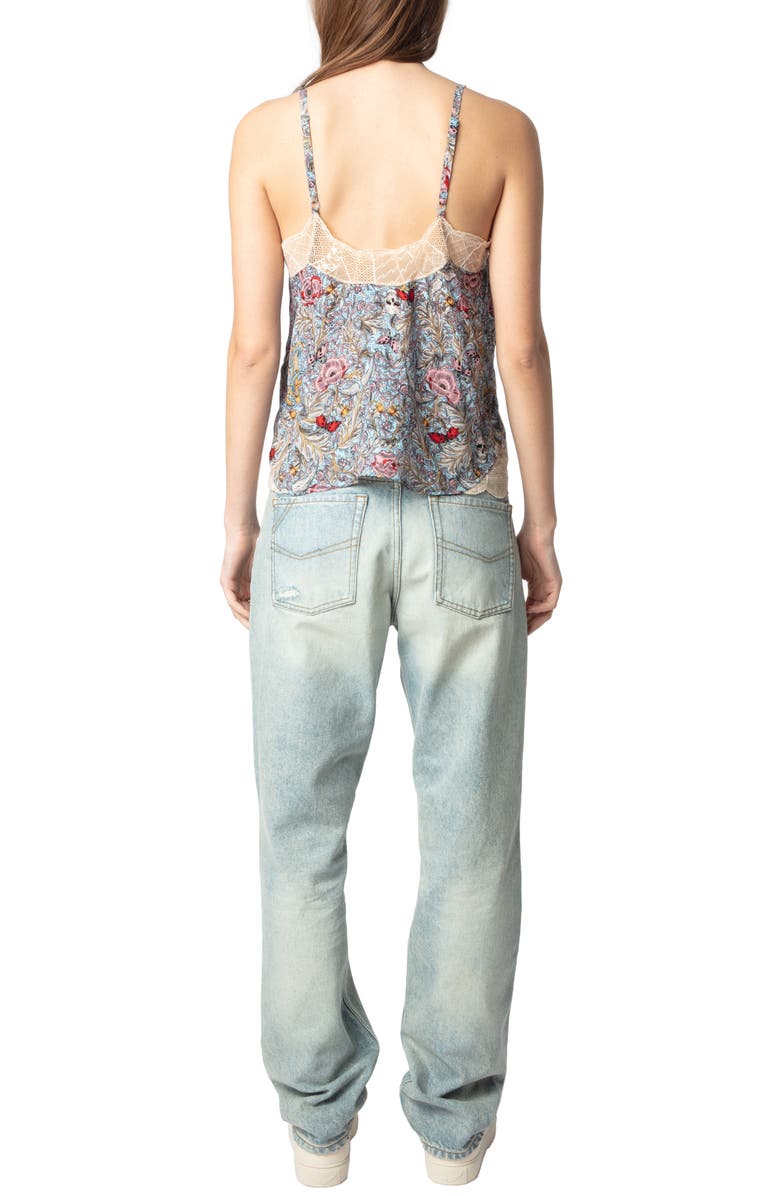 Zadig & Voltaire Cyoko British Flowers Lace Trim Camisole, Alternate, color, 