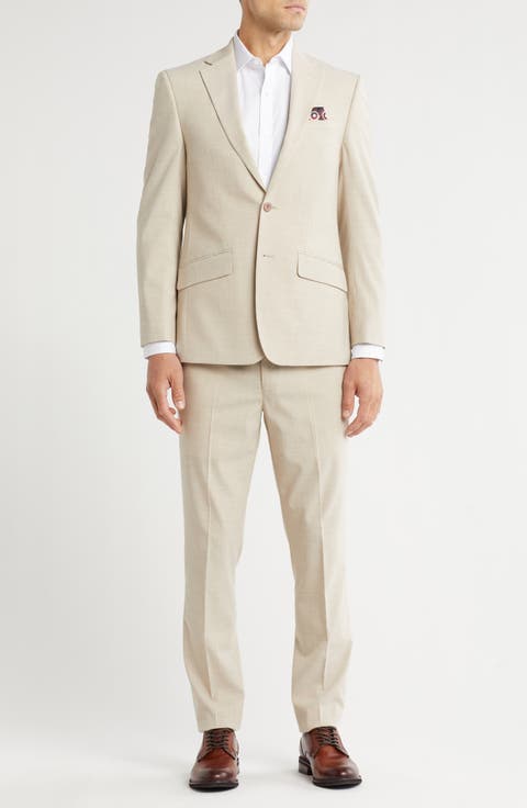 Slim Fit Solid Notch Lapel Stretch Suit (Short, Regular & Long)