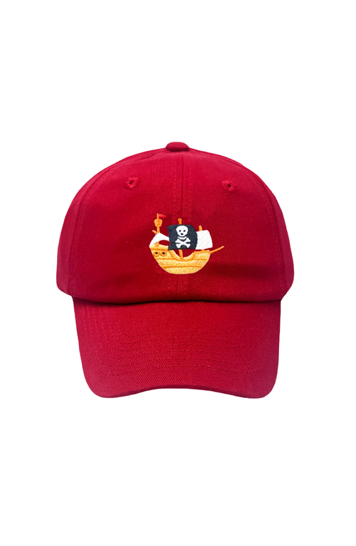 Bits & Bows Pirate Ship Twill Baseball Hat In Red