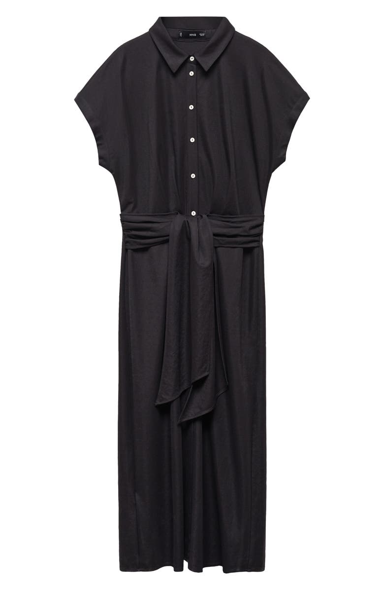 MANGO Knot Detail Midi Shirtdress, Alternate, color, 