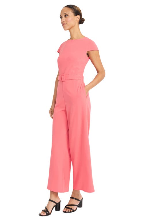 Maggy London Cap Sleeve Belted Jumpsuit In Desert Rose