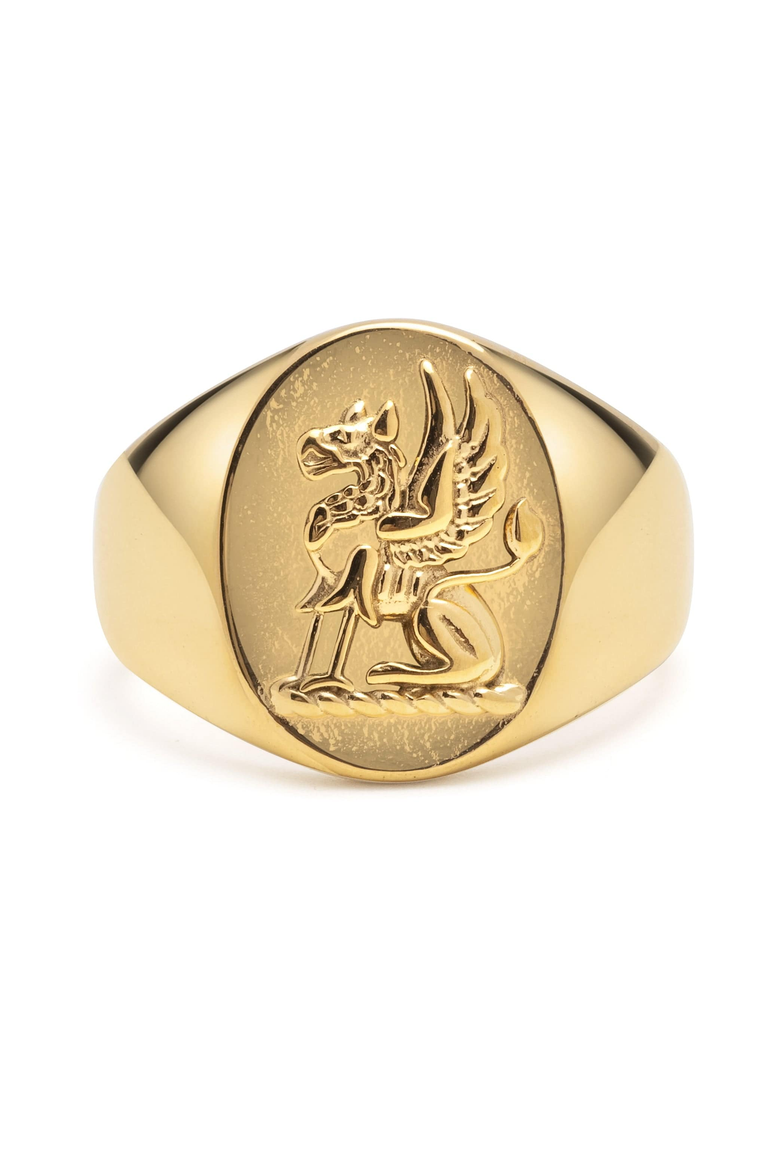Lion Crest Ring, Main, color, Gold