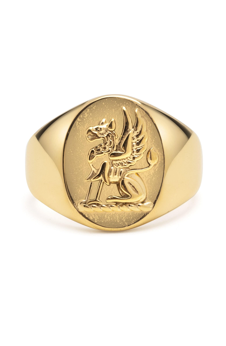 Nialaya Lion Crest Ring, Main, color, Gold
