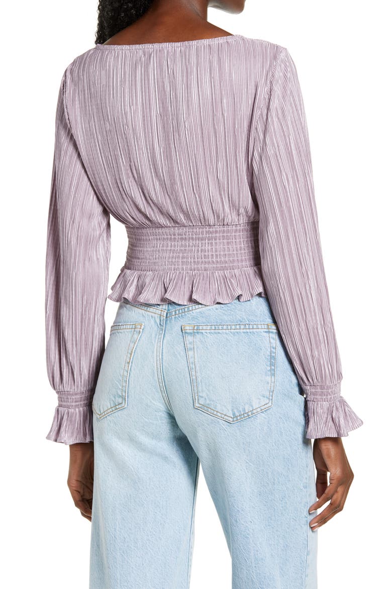Plissé Smocked Top, Alternate, color, PURPLE PEACE