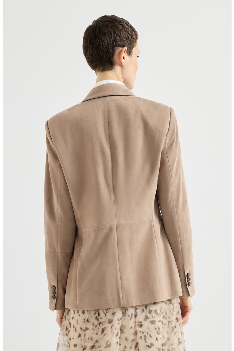 Suede blazer with monili, Alternate, color, Light Brown