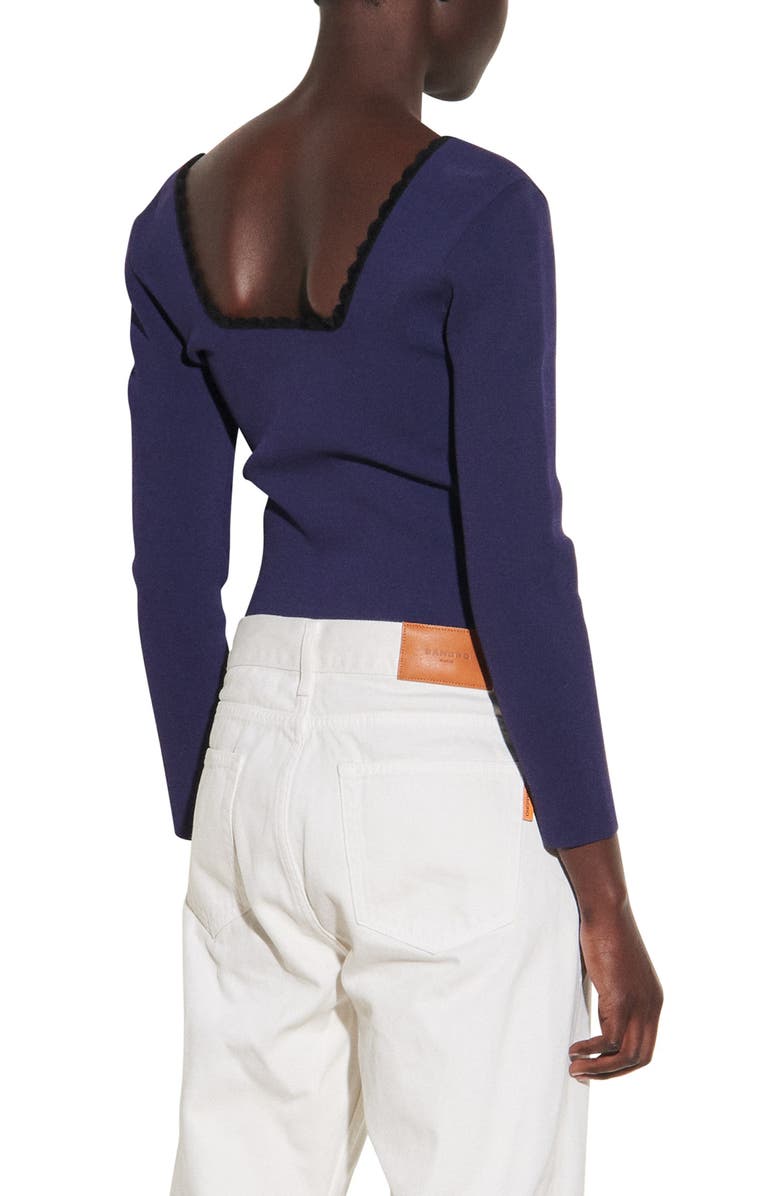 SANDRO Crop Square Neck Sweater, Alternate, color,