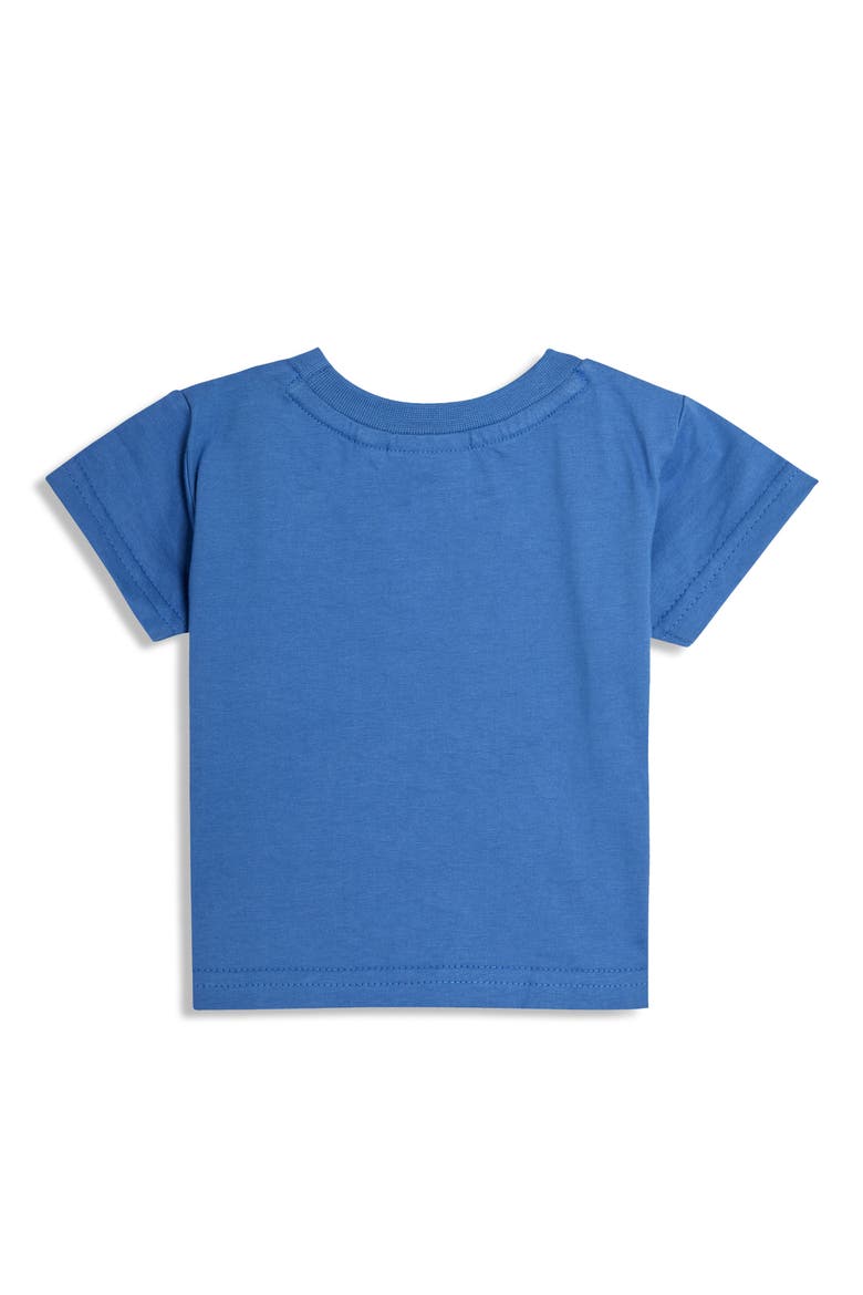 Cotton T-Shirt & Stripe Overalls Set, Alternate, color, BLUE