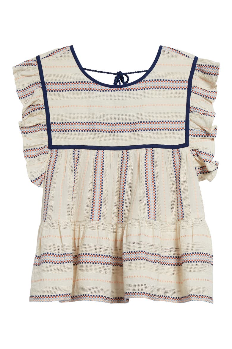 Chelsea Ruffle Cotton Blend Top, Alternate, color, OKEEFFE STRIPE