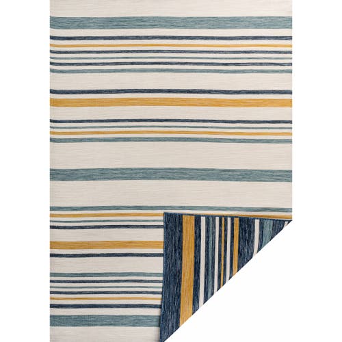 Jonathan Y Janus Classic Coastal Ticking Stripe Reversible Machine-washable Indoor/outdoor Area Rug In Cream/navy