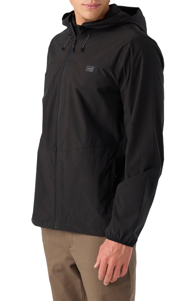 O'Neill TRVLR Hooded Water Repellent Windbreaker, Alternate, color, Black