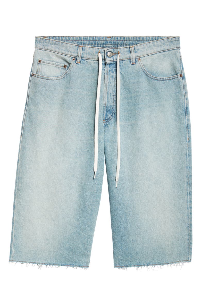 MM6 Maison Margiela Fray Hem Drawstring Denim Bermuda Shorts, Alternate, color, 