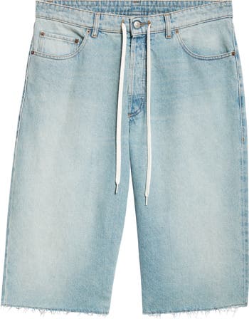 【LA MER MA MAISON】25SS★ BIO DENIM BERMUDA PANTS MM6 Maison Margiela Fray Hem Drawstring Denim Bermuda Shorts