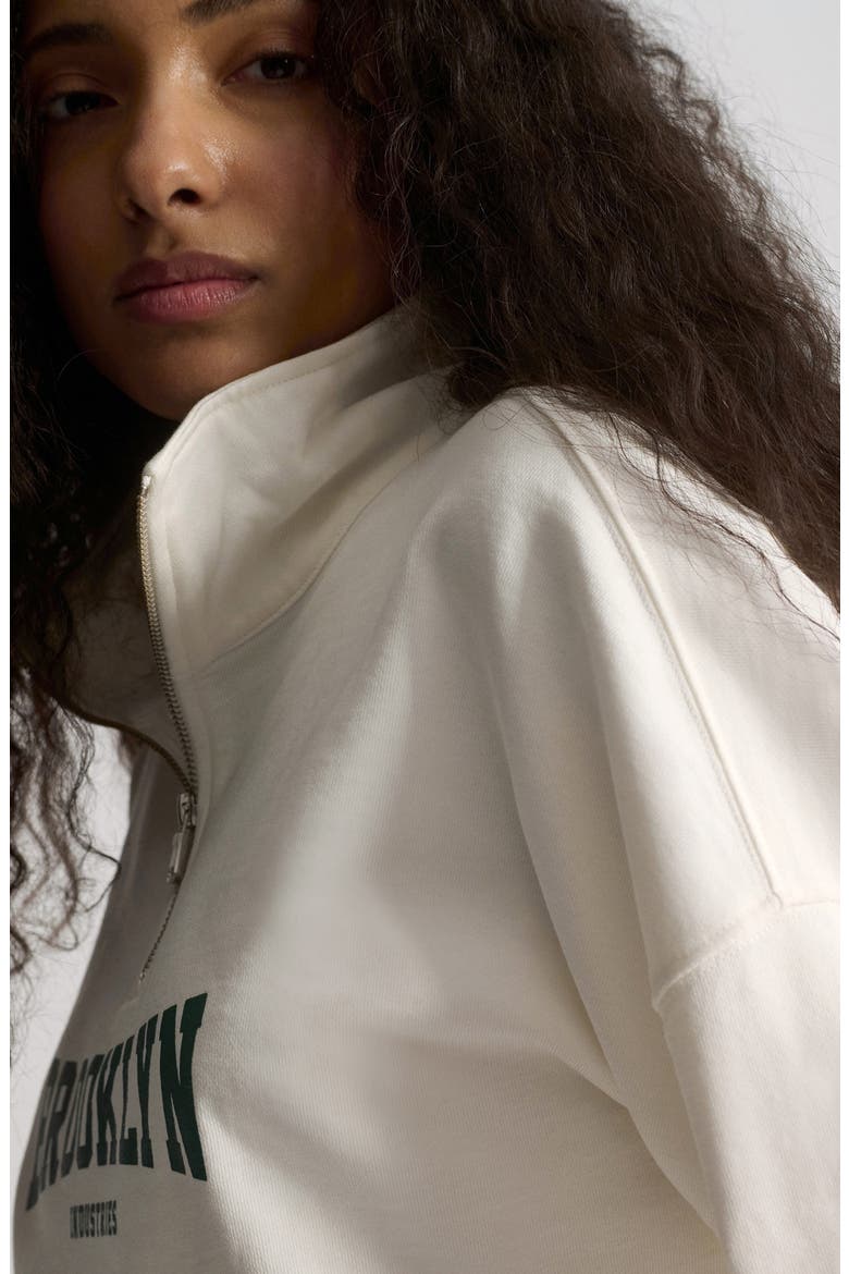 Half Zip Sweatshirt, Alternate, color, ANTIQUE WHITE