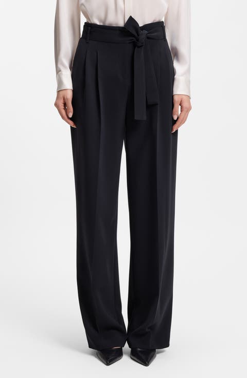 Tapiana Pleated Tie Waist Straight Leg Pants