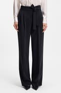 BOSS Tapiana Pleated Tie Waist Straight Leg Pants