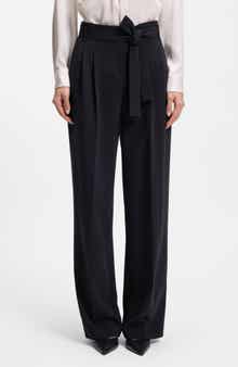 Tapiana Pleated Tie Waist Straight Leg Pants