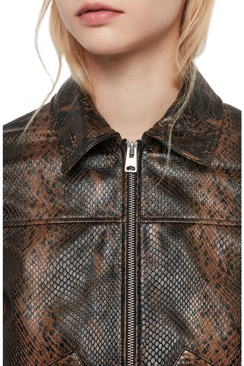 Pascao Oba Snake Print Leather Bomber, Alternate, color, KHAKI GREEN