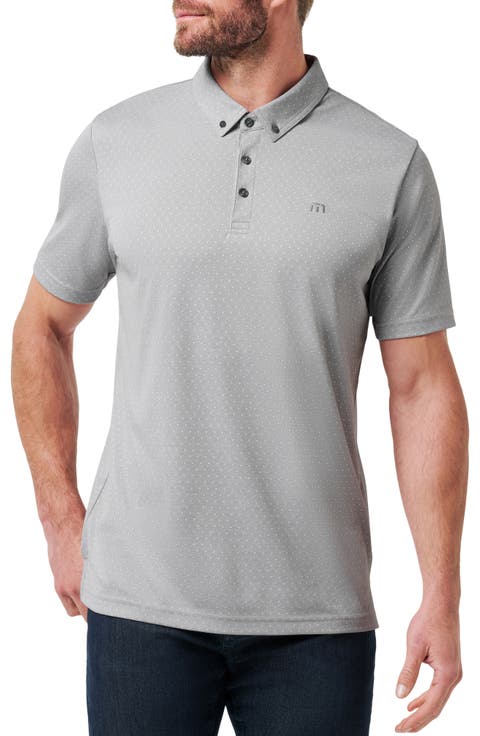 Handsome Town Dot Print Piqué Button-Down Polo