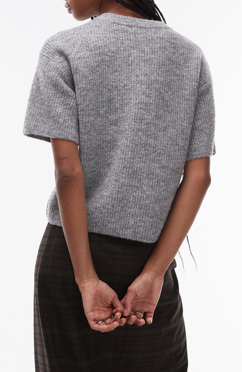 Topshop Short Sleeve Cardigan, Alternate, color,