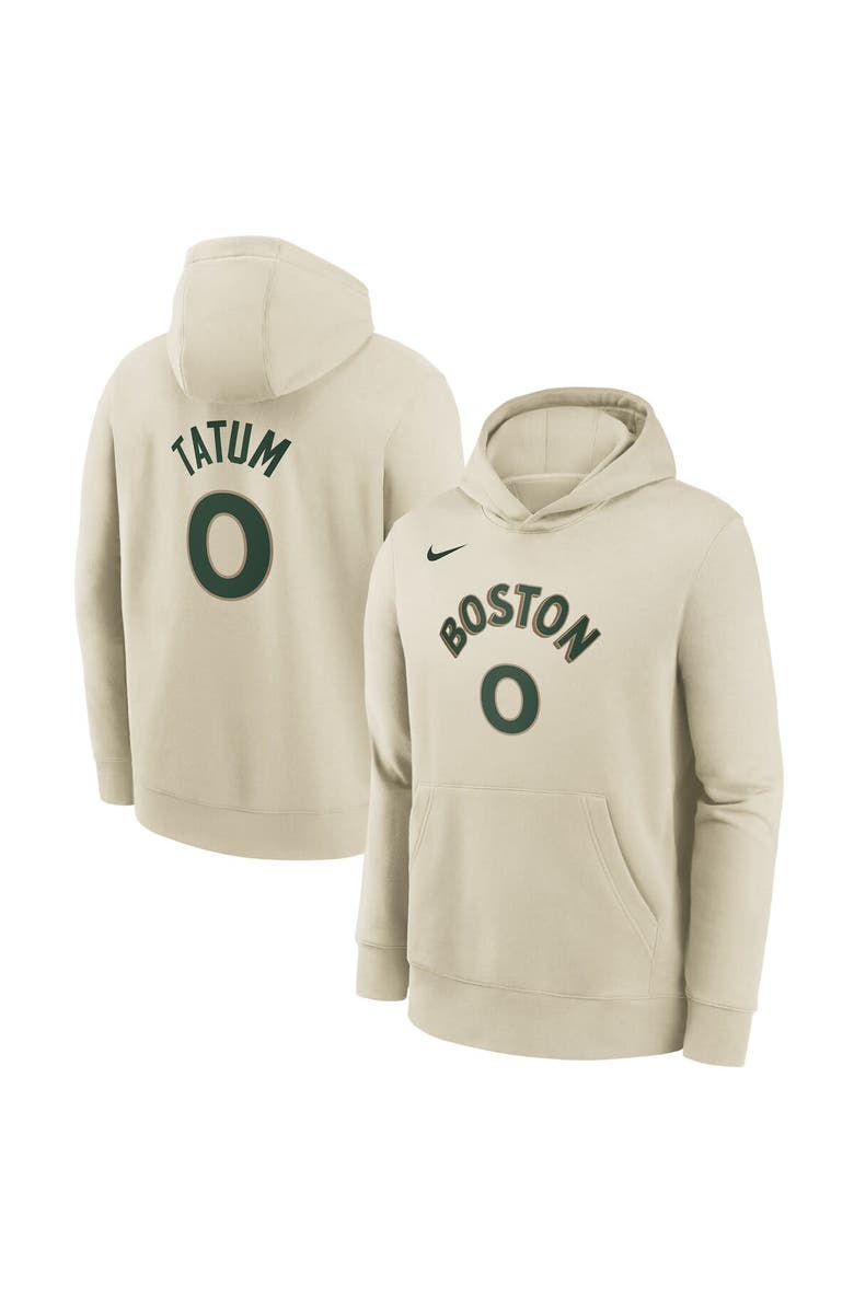 Nike Youth Nike Jayson Tatum Cream Boston Celtics 2023/24 City Edition Name & Number Pullover Hoodie, Alternate, color, 