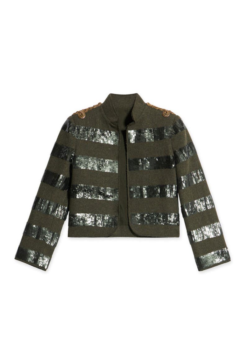 Classic Wool Pailettes Jacket, Main, color, Military Green