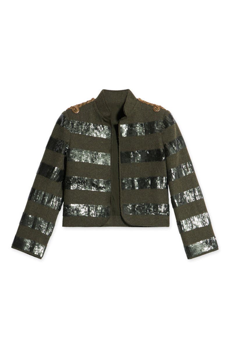 Fortela Classic Wool Pailettes Jacket, Main, color, Military Green