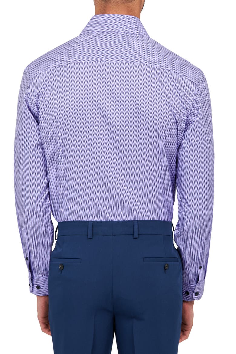 Zig Zag Print Stretch Performance Dress Shirt, Alternate, color, LILAC