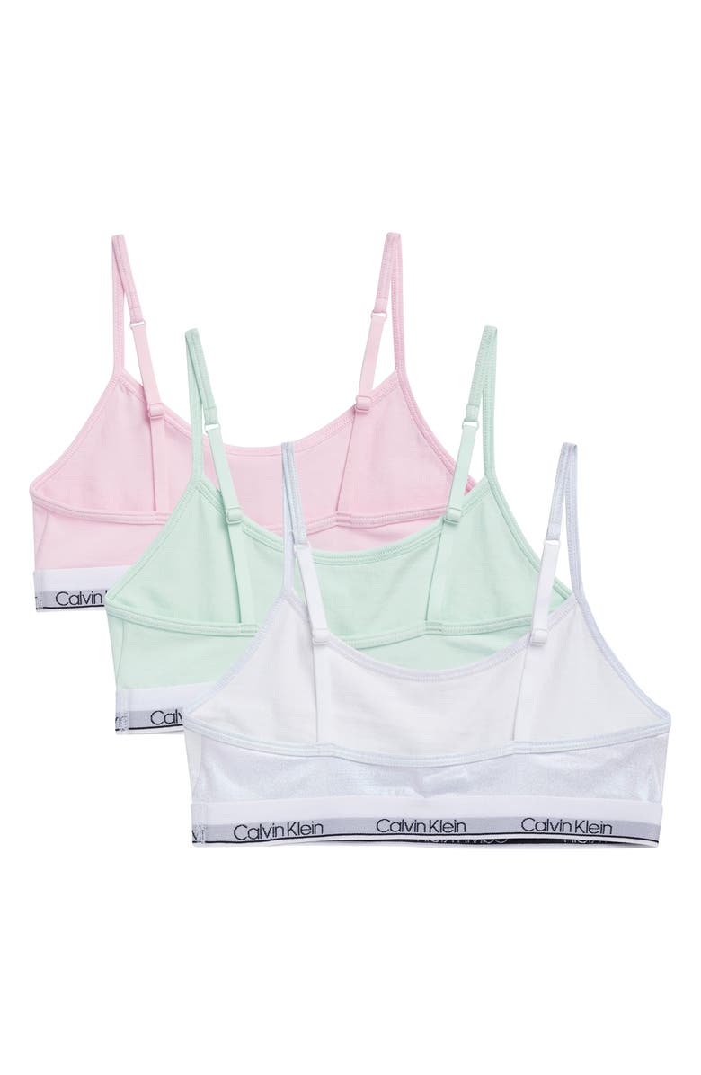 Calvin Klein Kids' Assorted 3-Pack Stretch Cotton Bralettes, Alternate, color, Irrid Glacier