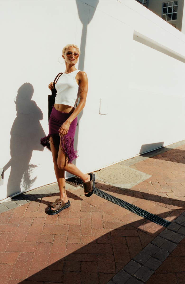 Dr. Martens ZebZag Flower Slide Sandal, Alternate, color, Dark Brown