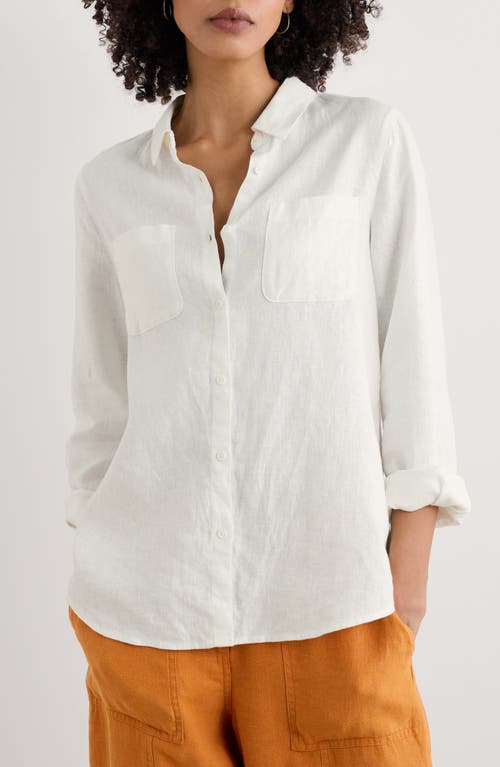 Shop Seasalt Cornwall Hazel Branch Linen Button-up Shirt In Chalk