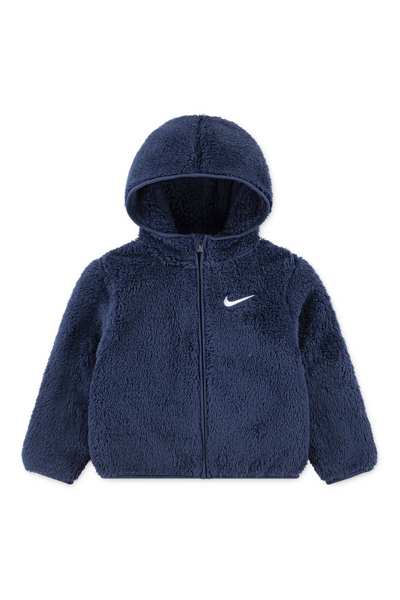 Kids' Full Zip Sherpa Hoodie, Main, color, MIDNIGHT NAVY