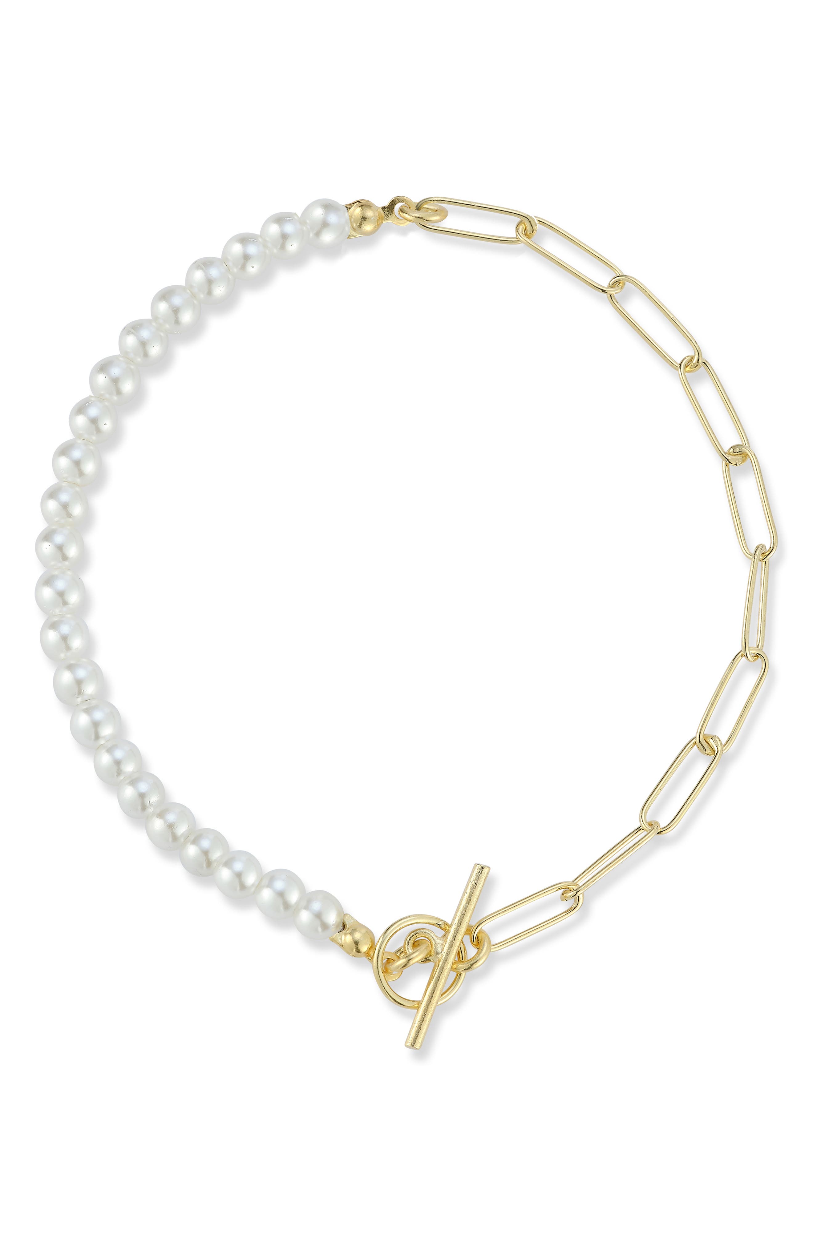Cultured Freshwater Pearl Paperclip Link Bracelet