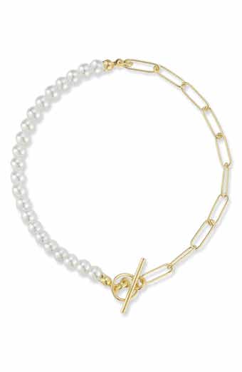 Cultured Freshwater Pearl Paperclip Link Bracelet