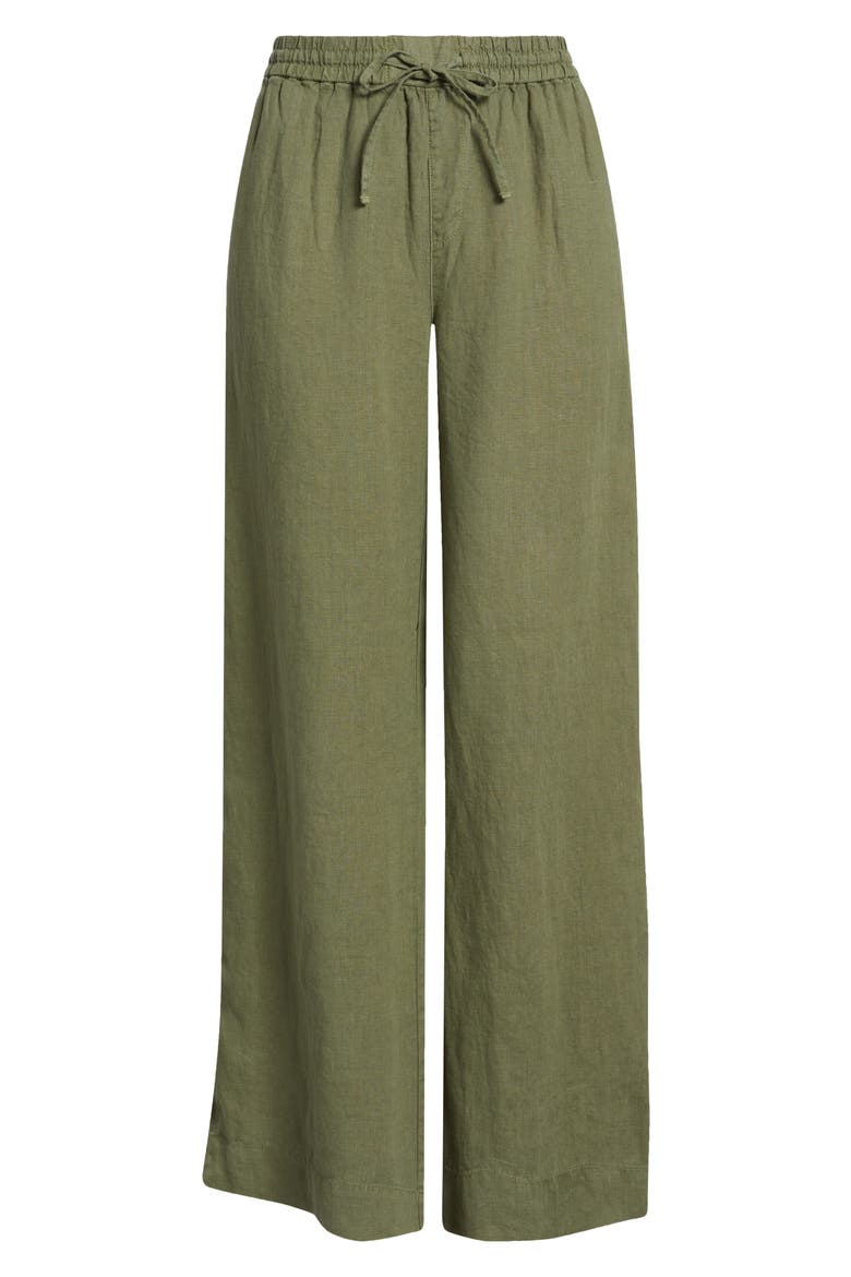 Two Palms Easy Linen Drawstring Pants, Alternate, color, DARK FERN