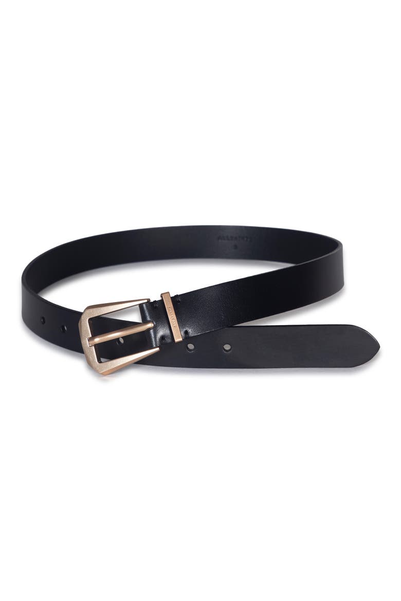 Western Hex Leather Belt, Alternate, color, BLACK / ANTIQUE BRASS