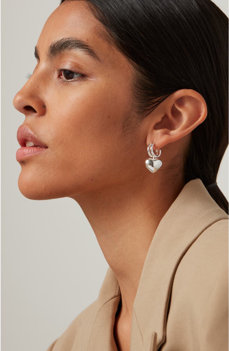 JENNY BIRD Puffy Heart Drop Earrings, Alternate, color, High Polish Silver