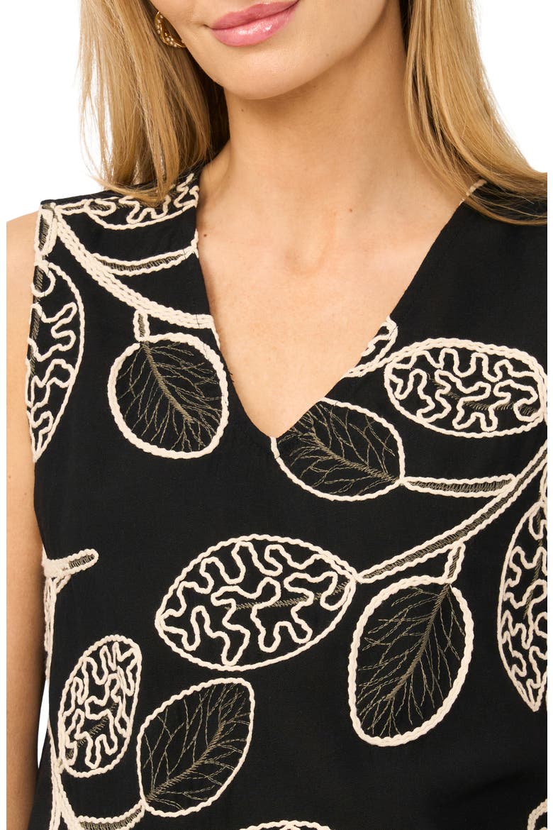Embroidered V-Neck Sleeveless Top, Alternate, color, RICH BLACK
