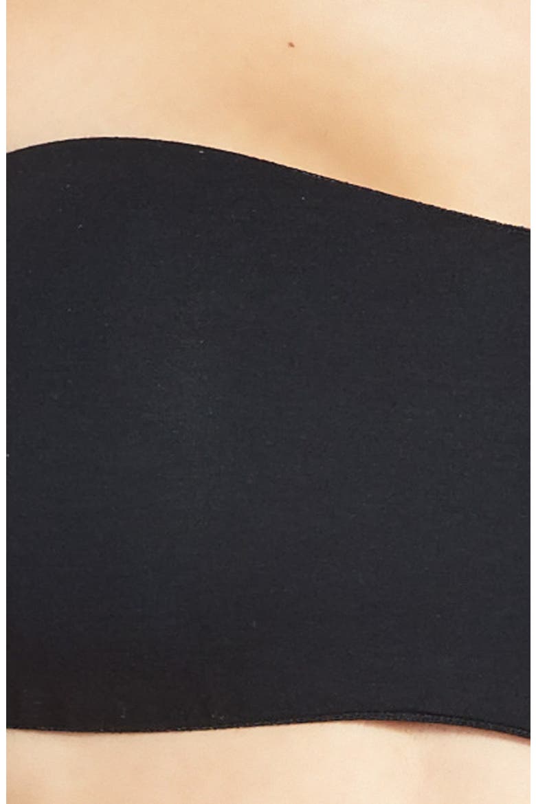 'Dolce' Lace Back Bandeau Bra, Alternate, color, BLACK