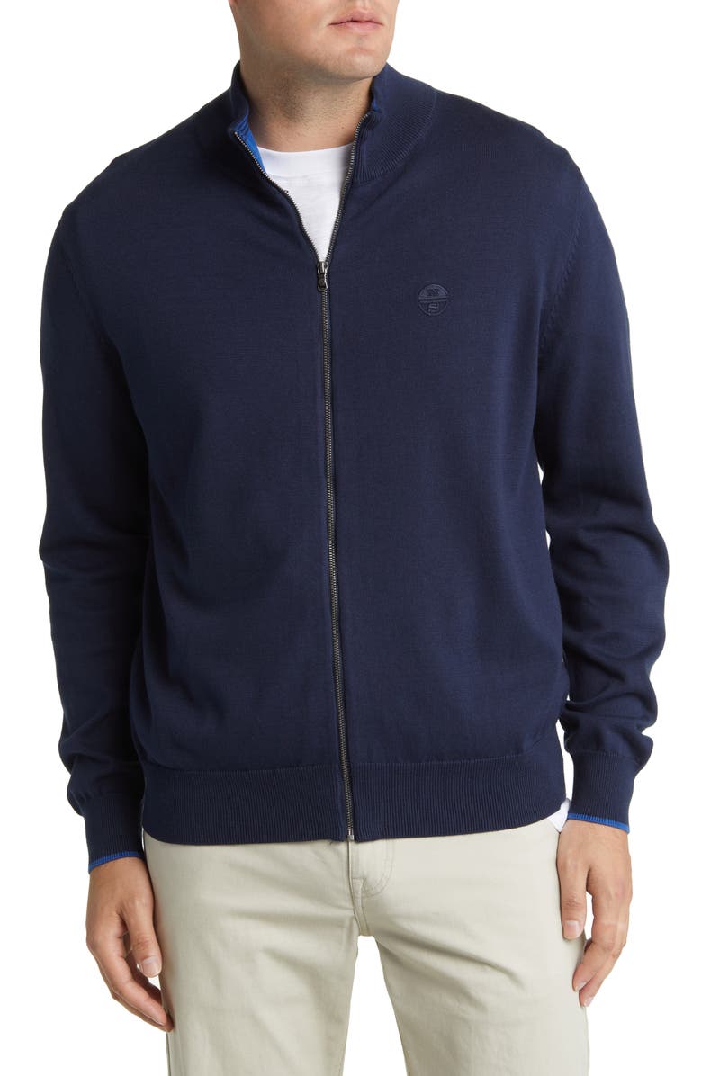 NORTH SAILS Logo Embroidered Zip Front Cardigan, Alternate, color,
