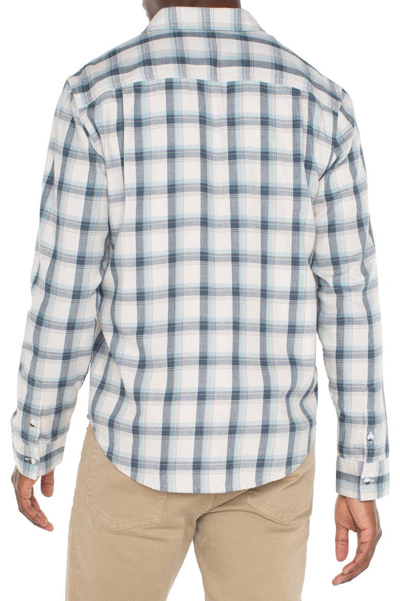 Plaid Button-Up Shirt, Alternate, color, PUTTY/ BLUE/ GREY