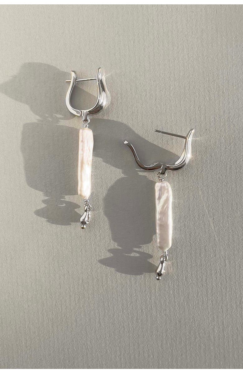 Astor & Orion Artemis Pearl Huggies, Alternate, color, Silver