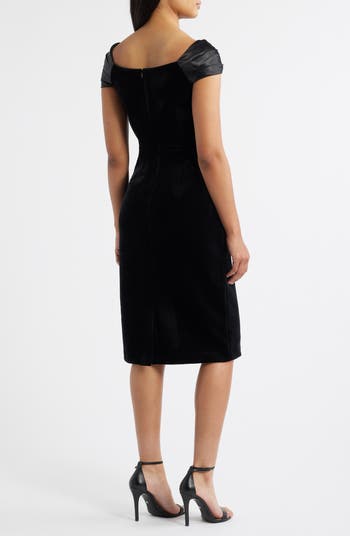 Wire Trim Off the Shoulder Sheath Dress