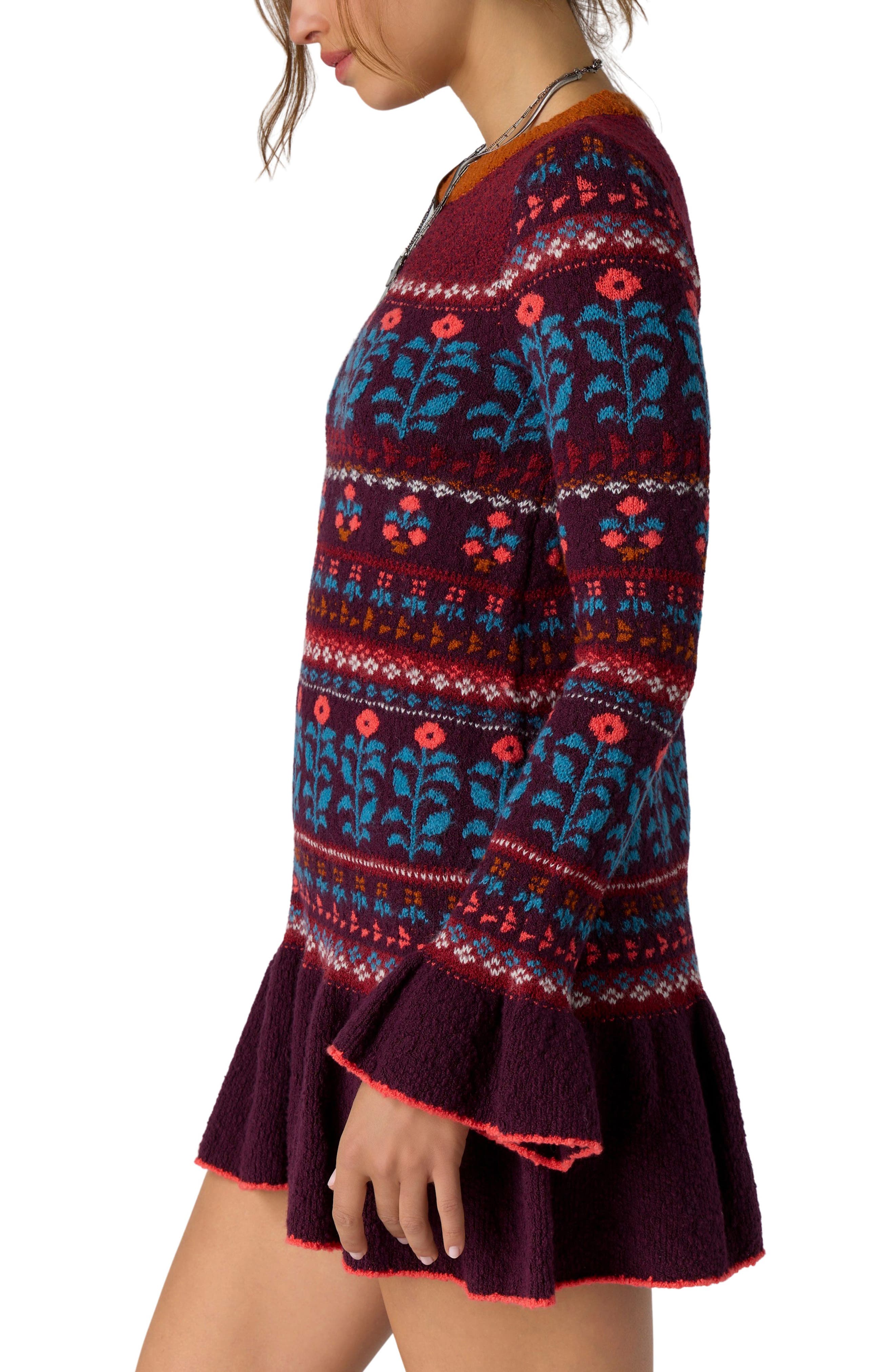 Free People Petal Loom Fair Isle Minidress (Women) | Nordstrom