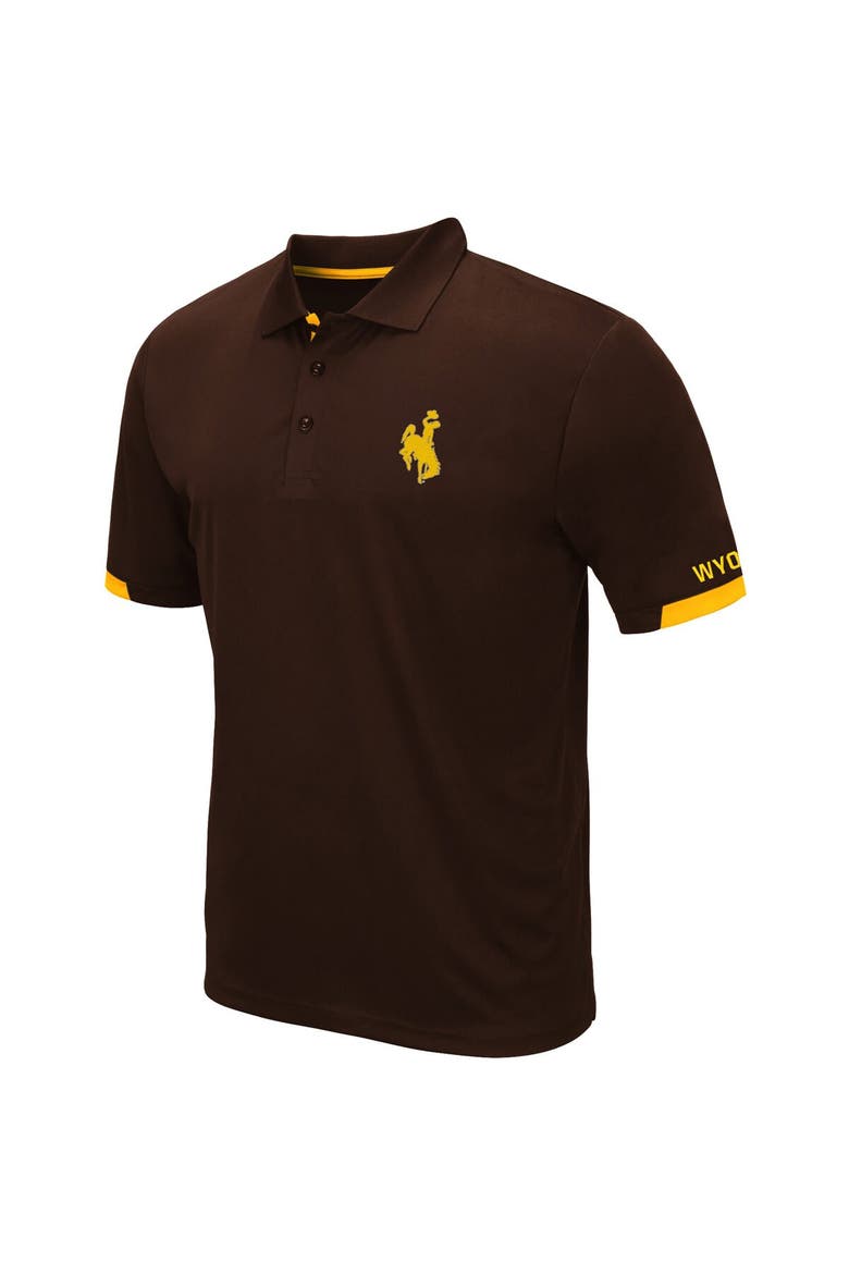Men's Colosseum Brown Wyoming Cowboys Santry Lightweight Polo, Alternate, color, Brown